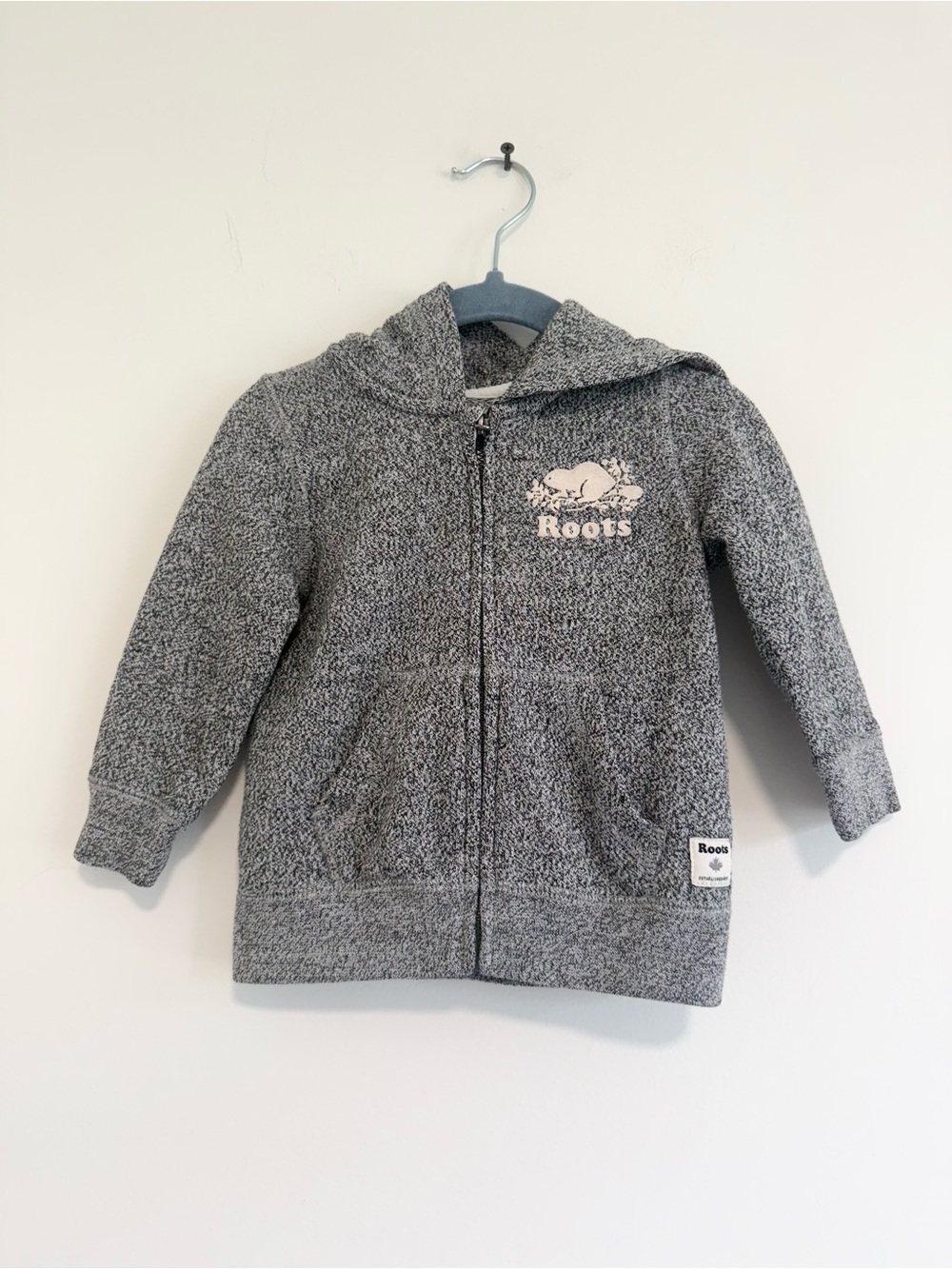 Roots Baby Salt & Pepper Full Zip Hoodie Gray Sweater Size 12-18 months